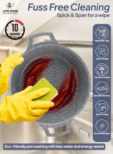 Life Smile 12 Pcs Non Stick Granite Cookware Set with Silicone Gloves