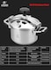 Life Smile 6L Premium 18/10 Stainless Steel Pressure Cooker with Steamer Basket &amp; Glass Lid