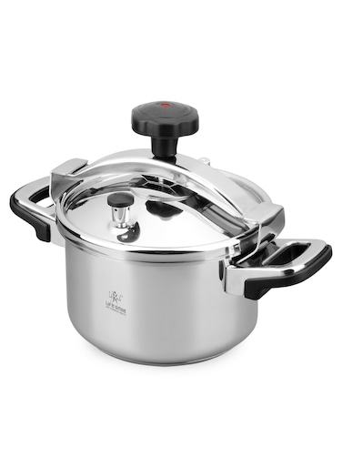 Life Smile 6L Premium 18/10 Stainless Steel Pressure Cooker with Steamer Basket &amp; Glass Lid