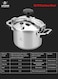 Life Smile 8L Premium 18/10 Stainless Steel Pressure Cooker with Steamer Basket &amp; Glass Lid