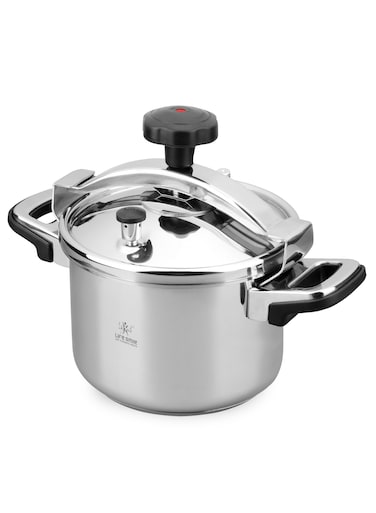 Life Smile 8L Premium 18/10 Stainless Steel Pressure Cooker with Steamer Basket &amp; Glass Lid