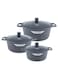 Life Smile 6 Pcs Granite Non-Stick Cookware Set-Casserole Pots with Lids-Induction Bottom-Multi-Layer Coating