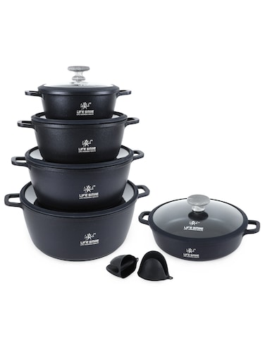 Life Smile Non-Stick Titanium Cookware Set with Induction Base