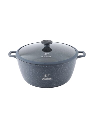 Lifesmile 32cm Aluminium Granite Nonstick Soup Pot with Lid &ndash; Induction Base, Easy Clean, 10.0L