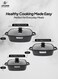 Life Smile Granite Shallow Pot with Lid &ndash; 24cm / 28cm / 32cm Non-Stick Casserole