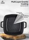 Life Smile Granite Shallow Pot with Lid &ndash; 24cm / 28cm / 32cm Non-Stick Casserole