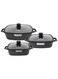 Life Smile Granite Shallow Pot with Lid &ndash; 24cm / 28cm / 32cm Non-Stick Casserole