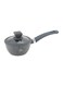Life Smile 16cm Sauce Pan (1.3L) with Glass Lid &ndash; Non-Stick Granite Coating, Heat Resistant Handle