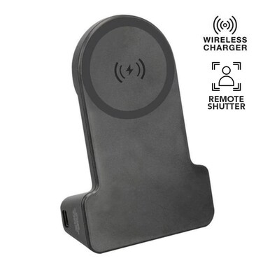 KORMAN - @memorii&reg; Magnetic Phone Stand with 15W Wireless Charging and Remote Shutter - Black