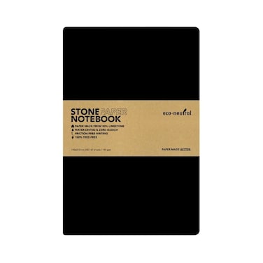 NEYA Stone Paper Notebook   100% Tree-Free, 64 Sheets 140gsm   Black