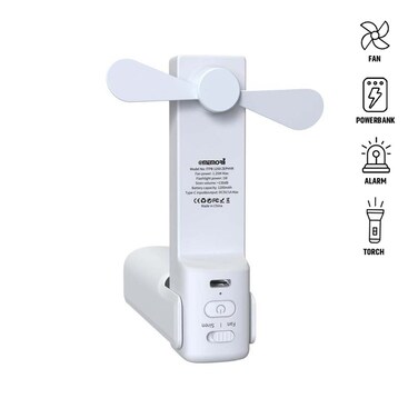 ZEPHYR - @memorii 4-in-1 Fan Powerbank, Safety Alarm &amp; Torch - White