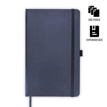 BARON Santhome A5 Hardcover Notebook   288 Pages 80gsm, Pen Holder + Bookmark   Navy Blue