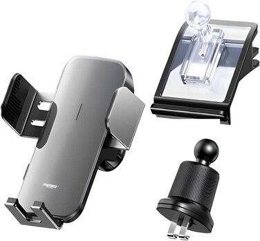 Remax Mena Solar Powered Phone Holder for Electric Car, 360 Rotation GPS Navigation, Mobile Holder for Dashboard &amp; Windscreen &amp; Air Vent &amp; Desk Compatible with All Smartphones, Battery 300mAh, Tarnish