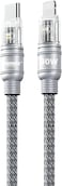 Remax Mena USB C Cable 30W with Light Connector 1M, USB Type C to iPh Cable, Zinc Alloy &amp; Braided, Fast Charging Data Cable, Ultra-Fast Cable for Galaxy S20 Series and iPh 15/16 Series (Silver Grey)