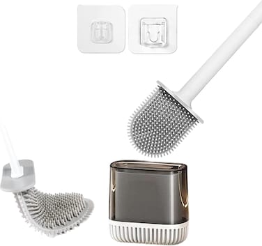 Limitless Silicone Toilet Brush and Holder Set, Hygienic Toilet Cleaning Brush for Bathroom, Soft Bristles, Durable,Easy to Clean, Toilet Bowl Cleaner Brush, Toilet Brush Set for Bathroom, Rectangular