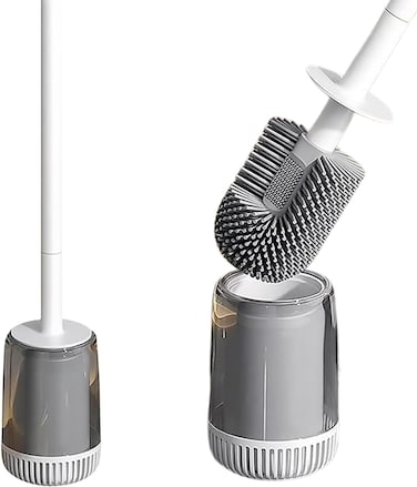 Limitless Silicone Toilet Brush and Holder Set, Hygienic Toilet Cleaning Brush for Bathroom, Soft Bristles,Durable, Easy to Clean, Toilet Bowl Cleaner Brush, Toilet Brush Set for Bathroom, Cylindrical