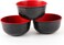 Limitless Porcelain Ramen Bowls - Set of 3, Large Capacity for Soup, Noodles &amp; Rice, Japanese Ramen Pasta Ramen Bowls Noodle Soup Bowl for Home Kitchen, Black Red (Round-Plain)

