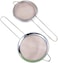 Limitless 2PC Round Mesh Strainer Stainless Steel Fine Mesh Sieve with Non Slip Handle for Sifting Loose Tea Cocktail Juice Oil Flour Spices Cooking Baking Sifter, Silver, 10cm