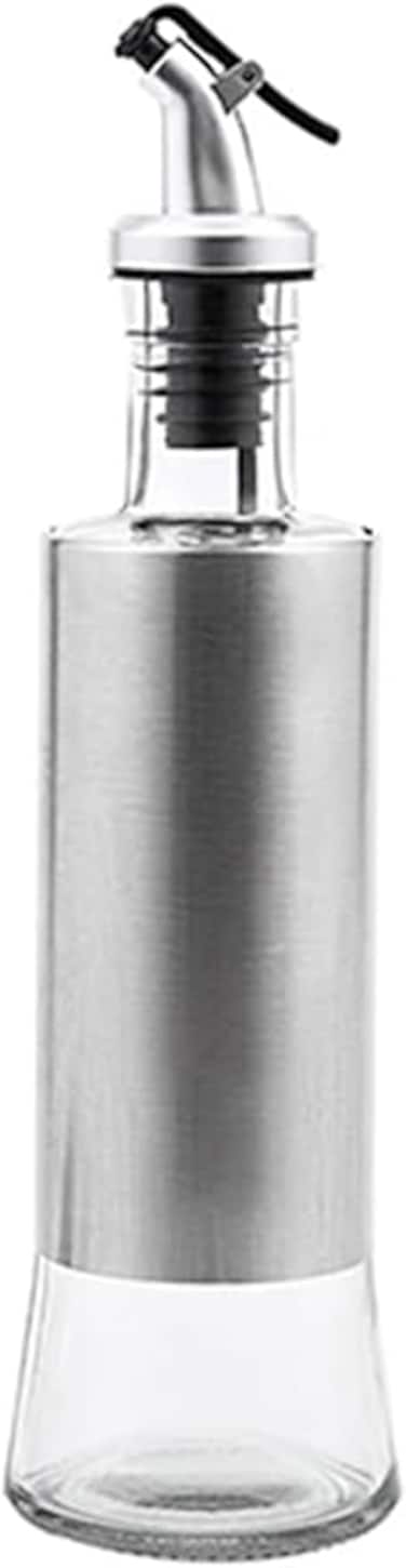 Limitless Glass Seasoning Tank Kitchen Dispensers Kit Bottles Premium Glass Oil Bottle Spill-Proof For BBQ, Grilling, Making Salad, Baking, Frying, Roasting Kitchen Storage Stainless Steel   500ml