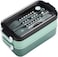 Limitless 1050ml Lunch Box with 3 Compartments, Double Layer Bento Box with Sticks, Fork and Spoon for Adults and Kids, Leak Proof, Microwave Lunch Box for School, Work, Picnic &amp; Travel (Green/Gray)