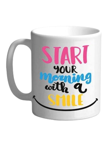 Print Quote Printed Ceramic Coffee Mug White/Blue/Black