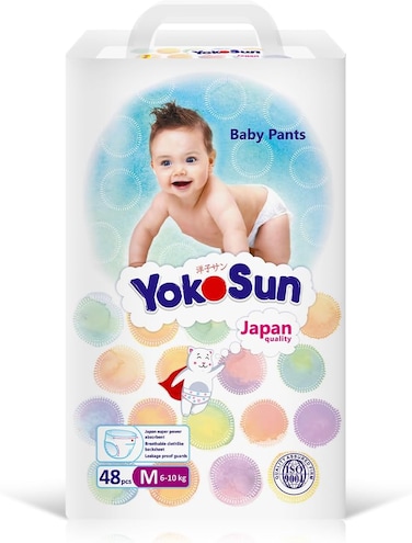 Yokosun Baby Diaper Pants, Size 3 / M (6-10 Kg) 48 Pieces, 1 Pack