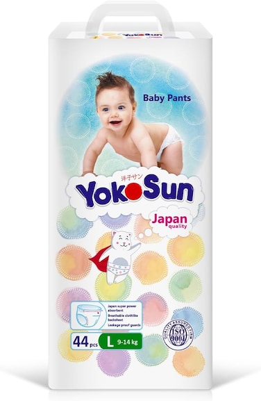 Yokosun Baby Diaper Pants, Size 4 / L (9-14 Kg) 44 Pieces, 1 Pack