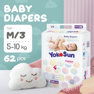 YokoSun Baby Diapers, size 3 / M (5-10 kg) 62 pieces, 1 pack