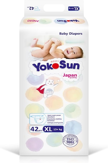Yokosun Baby Diapers, Size 5 / XL (13+ Kg) 42 Pieces, 1 Pack