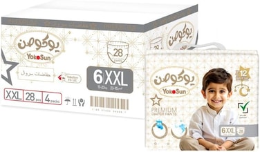 YokoSun Premium Baby Diaper Pants, Size 6 / XXL (15-23 kg), 112 PCs - Ultra-Soft, Hypoallergenic Nappies, Japanese Quality For Baby Skin Care, Leakproof With 12-Hour Dryness Protection
