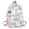Flaneur White Stylish Durable Backpack with Colorful Print and Multiple Compartments