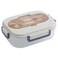 Flaneur Beige Lunch Box with Cutlery and Transparent Lid 1300ml 23.5*17.2*7.5