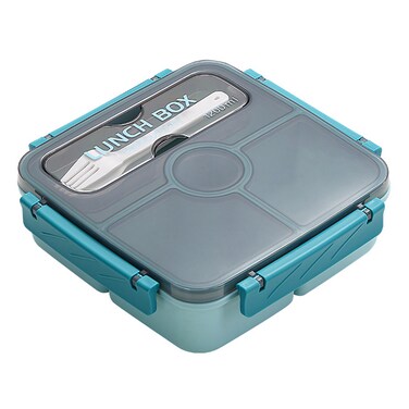 Flaneur Square Lunch Box with Cutlery and Transparent Lid 1200ml 21*21*6.2