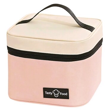 Flaneur Pink Insulated Lunch Bag with Handle and Zipper Closure - Big Capacity
