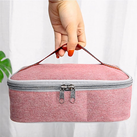 Flaneur Red Insulated Lunch Bag with Double Zipper and Handle