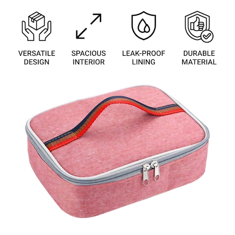 Flaneur Red Insulated Lunch Bag with Double Zipper and Handle