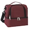 Flaneur Red Double-Deck Insulated Lunch Bag with Handle and Front Pocket - Large Capacity