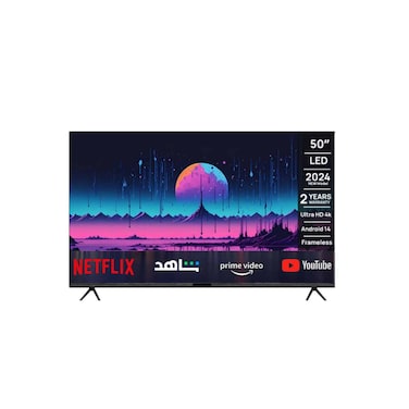 General Gold 50 Inch Android Smart TV Ultra HD 4K, 8GB Storage, 2x USB, 3x HDMI, Built-in Netflix/YouTube/Prime Video/Shahid