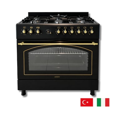 General Gold Freestanding Gas Cooker 90&times;60 cm &ndash; 6 Burners, Oven, Grill &amp; Rotisserie