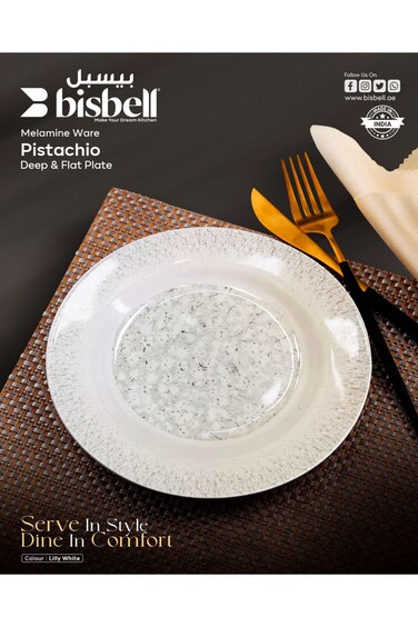 Bisbell 4Pcs 10" Melamine Ware Lilly White Deep Plate - Soup, Pasta, Dessert Plate,BB1641N
