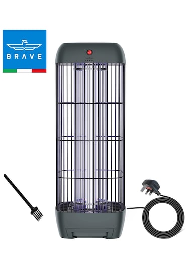 Brave Electric Mosquito Killer Bug Zapper with 15W UV Lamp, Powerful Indoor &amp; Outdoor Insect Trap, Quiet, Safe, and Effective for Home, Kitchen, Patio, and Commercial Use (GREY BIK-04)