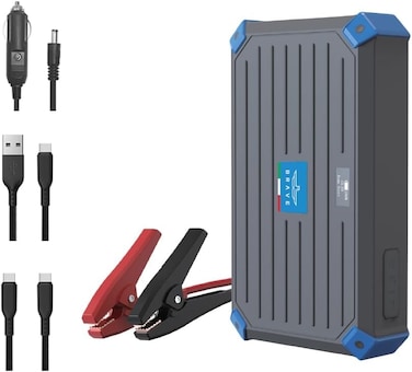 BRAVE 1000A Portable Car Jump Starter,【12V Super Capacitor Jump Starter 】(Up to 6.0L Gas, 4.0L Diesel Engine), Super Safe, Self-Charging to 100% in less than 3 minutes with Carrying Case