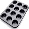 Non-Stick 12 CUP Muffin Pan, Carbon Steel Cupcake Baking Tray, Oven-Safe, Easy Release &amp; Easy Clean, Ideal for Muffins, Cupcakes &amp; Mini Cakes" " Black