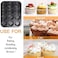 Non-Stick 12 CUP Muffin Pan, Carbon Steel Cupcake Baking Tray, Oven-Safe, Easy Release &amp; Easy Clean, Ideal for Muffins, Cupcakes &amp; Mini Cakes" " Black