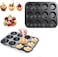 Non-Stick 12 CUP Muffin Pan, Carbon Steel Cupcake Baking Tray, Oven-Safe, Easy Release &amp; Easy Clean, Ideal for Muffins, Cupcakes &amp; Mini Cakes" " Black