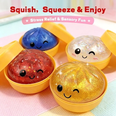 1 PCS Mystery Squishy Dumpling Dumpling Squishies Handmade Pressure Relief Balls, Easter Basket Stuffers, Dumplings Squishy for Stress Relief