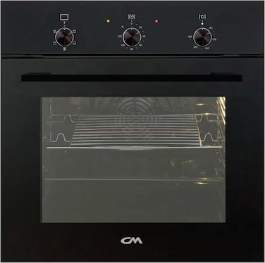 CM SONG NERO Built In Electric Oven 60cm, 65L Kitchen Oven with Convection Fan, 5 Cooking Functions, Electric Oven with Grill, Double Glass Door, Black Built In Oven for Modern Home Kitchen