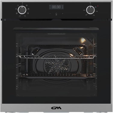 CM MILANO NERO 60CM Built-In Electric Oven, 74L Capacity, Mechanical Control with Digital Timer, 8 Functions, A+ Energy Class, Black Tempered Glass &amp; Stainless Steel, 2300W-2730W - Black Glass