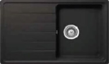 ELITE ADL-8650GA Black Granite Kitchen Sink &ndash; Single Bowl Top Mount Granite Composite Sink, 86cm
