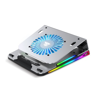 NCTS AL11R RGB Gaming Laptop Cooler, Ergonomic design with Quiet Cooling Fan for 15.6''inch laptop and below, Colorful RGB ambient light, seven lighting modes available,4 USB Ports